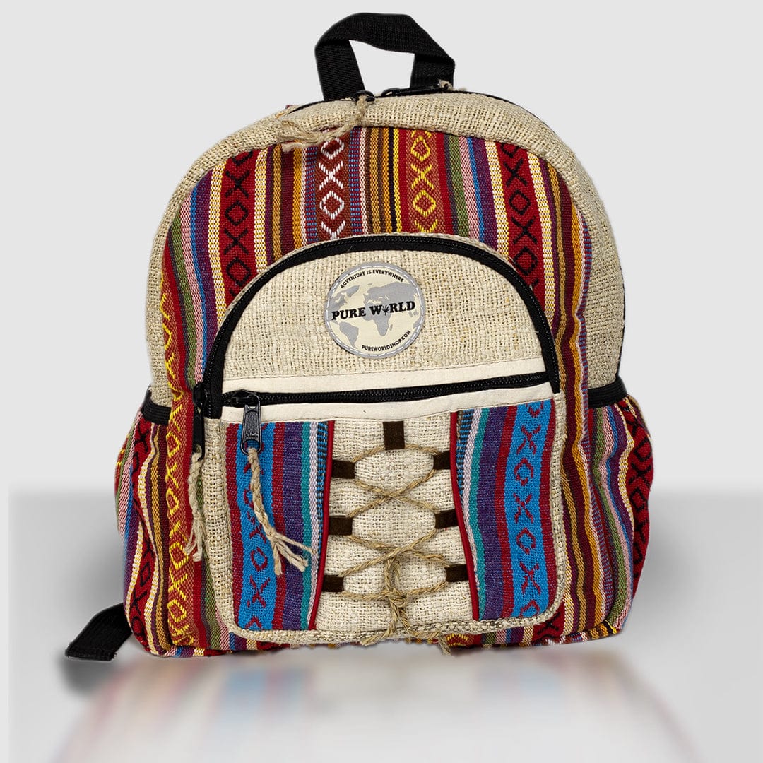 Hemp Bag Set Of Mini Backpack + Pen case + Coin Purse Hemp