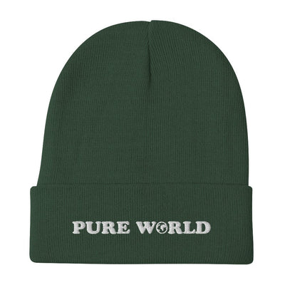 Pure World Dark green Pure World Embroidered Beanie pure-world-organic-sustainable-products