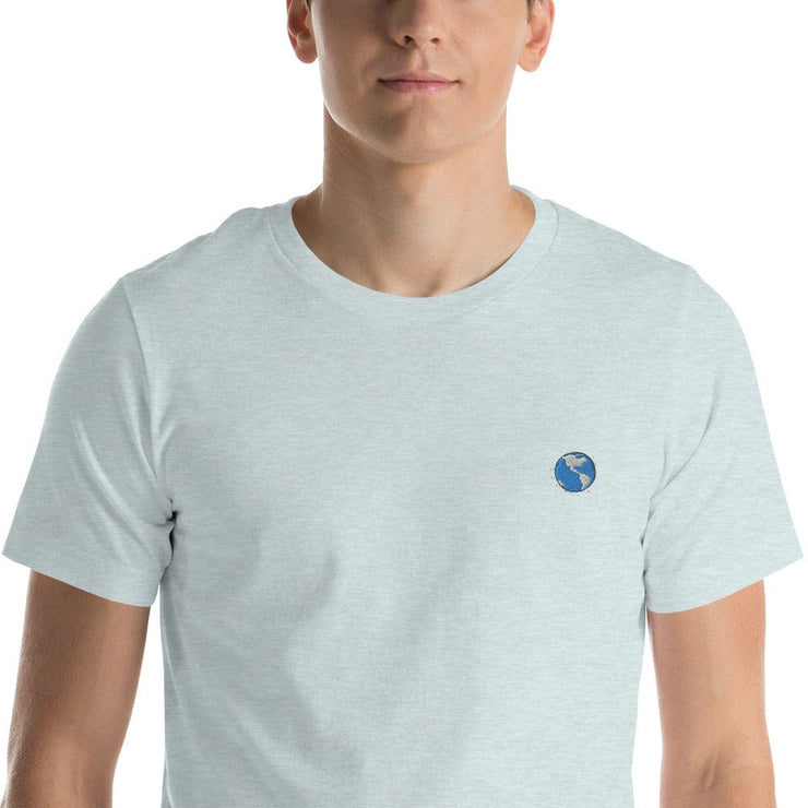 Pure World™ Heather Prism Ice Blue / XS Pure World - Globe | Embroidered Tee pure-world-organic-sustainable-products