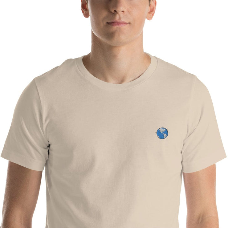 Pure World™ Soft Cream / S Pure World - Globe | Embroidered Tee pure-world-organic-sustainable-products